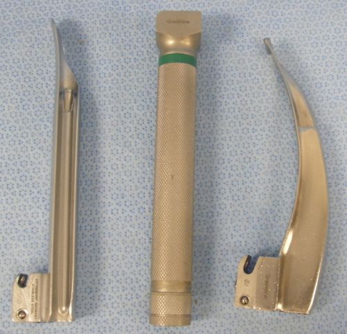 Greenline Fiber Optic Laryngoscope Handle with 2  Blades