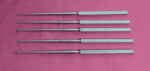 OR Grade Set Of 5 Buck Ear Curettes Blunt Straight Ent Surgical Instruments
