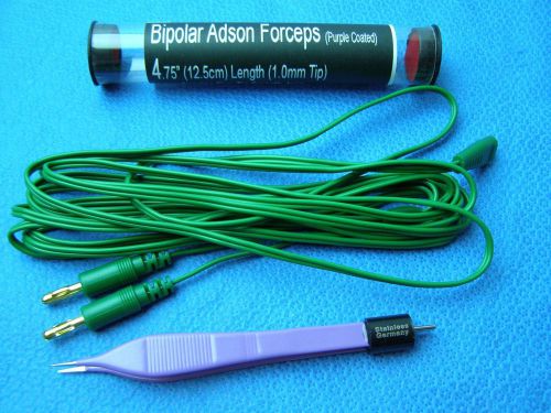 1-bipolar adson forceps 4.75&#034; purple reusable electrosurgical instruments &amp; cord for sale