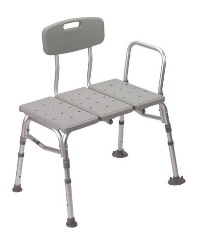 Drive Medical Plastic Transfer Bench with Adjustable Backrest, Gray