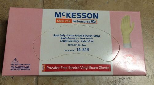 Mckesson medi-pak latex free powder free stretch vinyl exam gloves s for sale