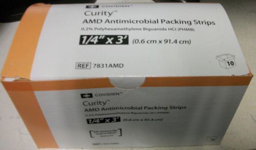 Box of 10 Covidien Ref 7831AMD Curity Antimicrobial Packing Strips 05-2019 Expir
