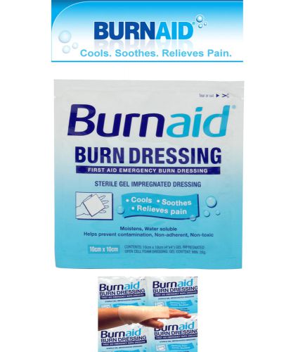 4 X BurnAid BD10 10cmX10cm Sterile Cool  Gel Dressings 4&#034;X4&#034; First Aid Emergency
