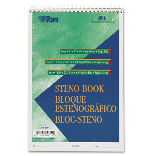 TOPS Gregg Steno Books, 6 x 9, Green Tint, 60-Sheet Pad