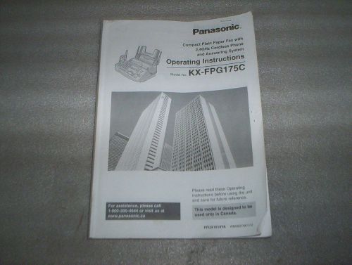 Panasonic KX-FPG175C Fax Machine Operating Instructions Manual