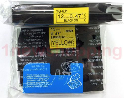 Black on Yellow Label Tape Compatible for Brother TZ TZe 631 Tze631 P-Touch 12mm