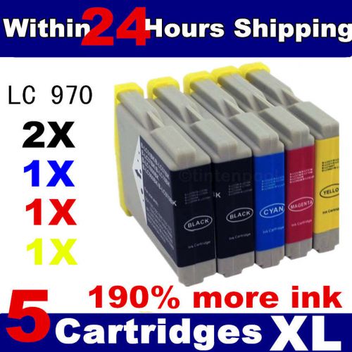 5 Compatible LC970 / LC1000 Ink Cartridges for Brother Printers Black + Colour
