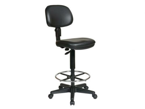 Office Star Height Adjustable Drafting Chair with Dual Wheel, Fabric:Black Vinyl