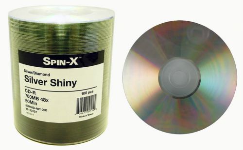 300 Spin-X 48x CD-R Diamond Silver Shiny Thermal Printable Blank Recordable CD