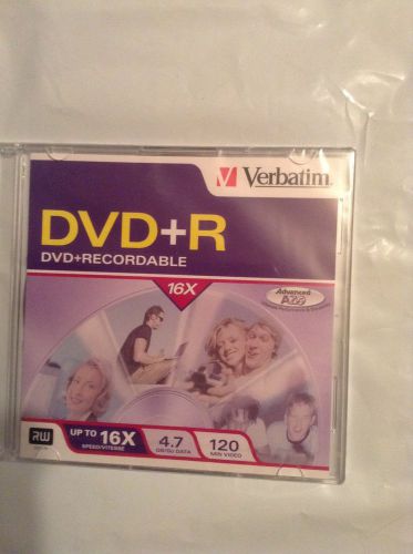 Verbatim Blank DVD+R DVDR 16X Disc RW 4.7 GB 120 Min Sealed In Jewel Case