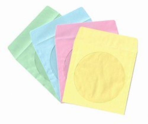 Assorted Light Color Paper CD Sleeves with Window &amp; Flap