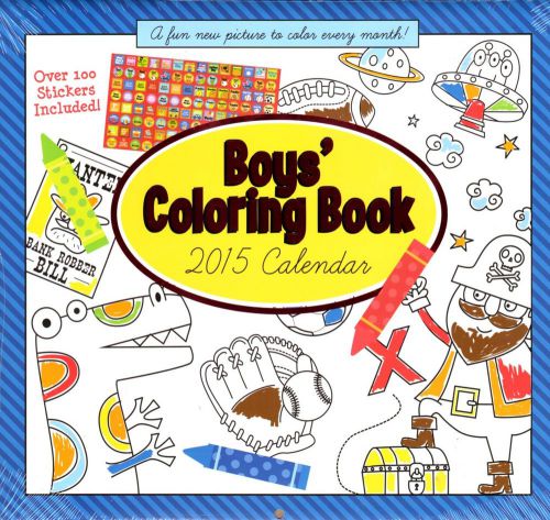 Boys&#039; Coloring Book 2015 Calendar with Stickers - 12x11 - NEW 2015