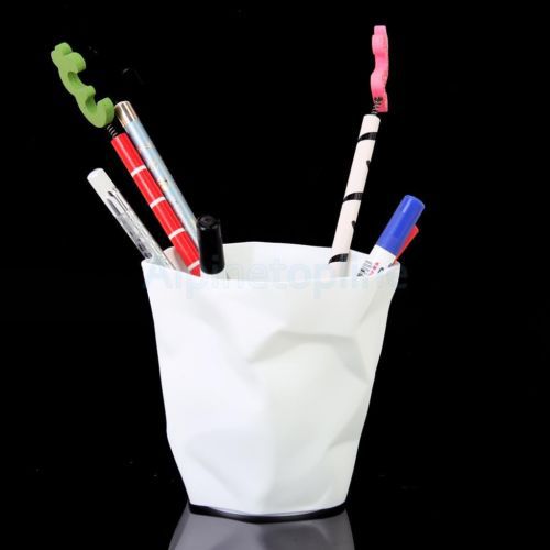 2x Pencil Holder Desktop Organizer Mini Recycle Trash Garbage Can 1:6 White