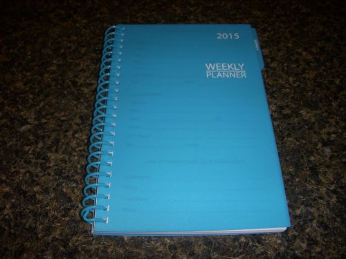 New-2015 Weekly Monthly Planner-Sprial Bound-Aqua/Teal-Dates Address Notebook