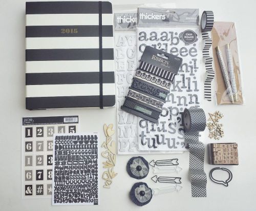 Kate Spade 2015- Black Stripe Agenda &amp; Embellishments