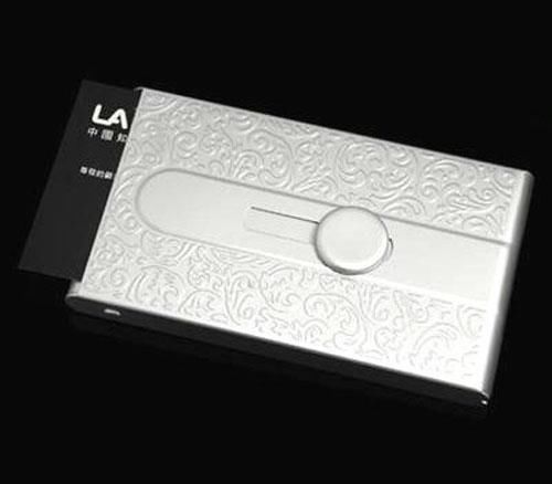 Slim auto slide out embossed pocket business card holder case b31s for sale