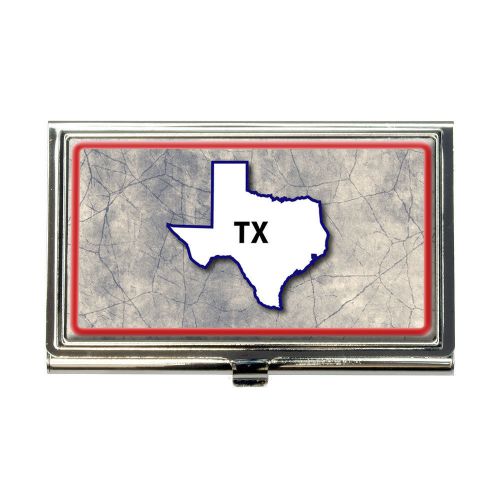 Texas TX State Outline on Faded Blue Business Credit Card Holder Case