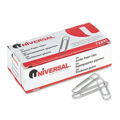 Universal Smooth Paper Clips, Wire, Jumbo, Silver, 1,000 per Pack(UNV72220)