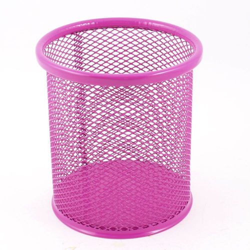 Metal mesh cylinder pen/pencil/stationery holder - fuchsia for sale