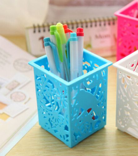 New mesh square desk pen pencil organiser cup office desktop pen holder blue for sale