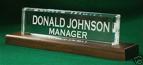 Name Plate Office Desk 1 inch thick Acrylic Wood New