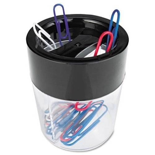 QTY (2) UNIVERSAL 08126 MAGNETIC CLIP DISPENSER 2 COMPARTMENTS BLACK / CLEAR