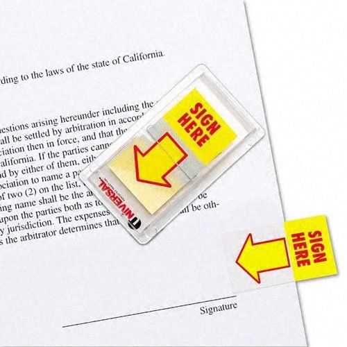 UNIVERSAL OFFICE PRODUCTS 99005 Arrow Page Flags, &#034;sign Here&#034;, Yellow/red, 2