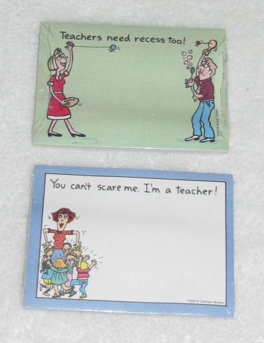 New! x2 oatmeal studios funny teacher school themed self-stick note pads u.s.a. for sale