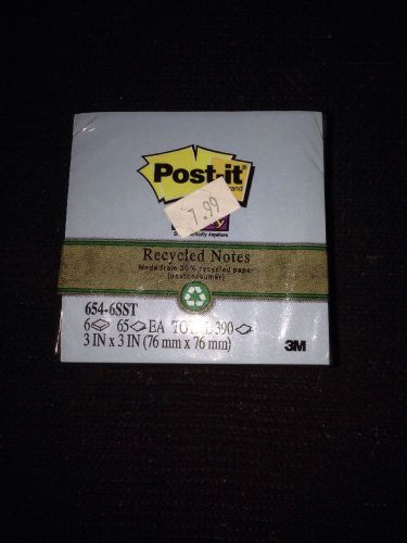 Post-it Notes Recycled Notes Collection 6 Pack 3&#034;x3&#034; 65 Sheets Ea.