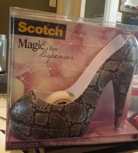 Black Stiletto High Heel Shoe Clear Magic Scotch Tape Dispenser - New in Box