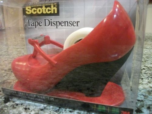 HIGH HEEL SHOE SHAPED TAPE DISPENSER RED SCOTCH WITH ROLL OF TAPE CUTE LOOK LOT