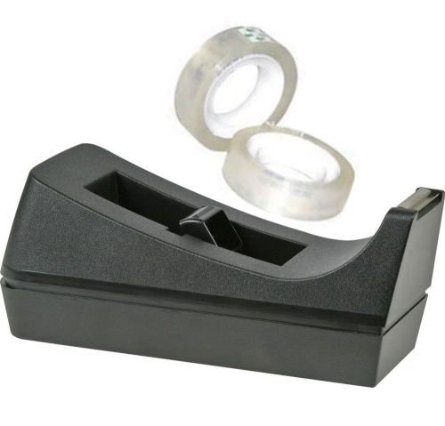 Single 1” core matte black non-skid desktop heavy tape dispenser w/ 2 refills for sale
