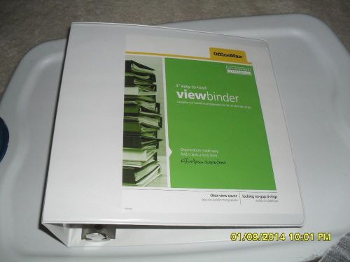 OfficeMax 4&#034; Easy-to-load View Binder White 4 INCH