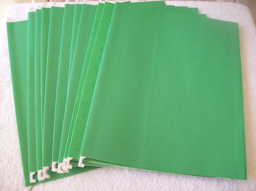11 Green Letter Size Hanging File Folders 1/5 Tab