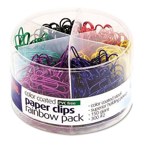 Plastic coated paper clips, assorted colors, 300 small clips, 150 giant clips for sale