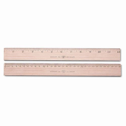 Westcott Wood Ruler, Metric and 1/16&#034; Scale with Single Metal Edge Set of 2