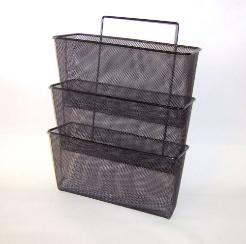 Mesh/wire 3-pocket wall file organizer - 12 5/8&#034; x 16 3/4&#034; - very nice for sale