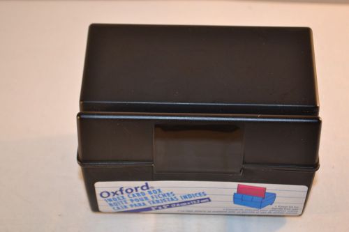 Oxford 01351 plastic index card flip top file box holds 300 3 x 5 cards, black for sale