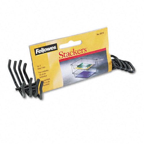 Fellowes desk tray stacking posts for 3&#034; capacity trays, black, 4 posts/set, st for sale
