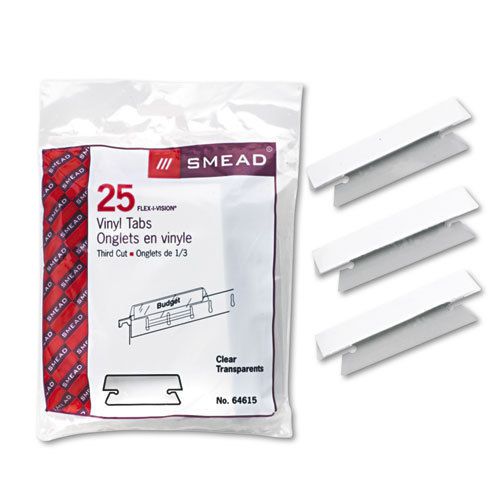Smead Hanging File Folder Tabs &amp; Inserts, 1/3 Cut, Clear, (64615), 3 Packs of 25