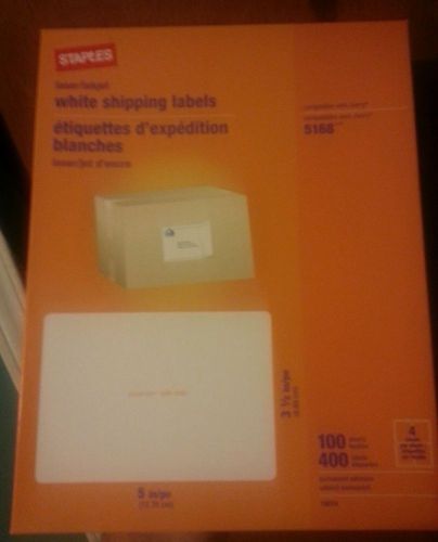 Staples white Shipping labels 3.5x5  Avery 5168 Compatible 46 sheets 184 labels