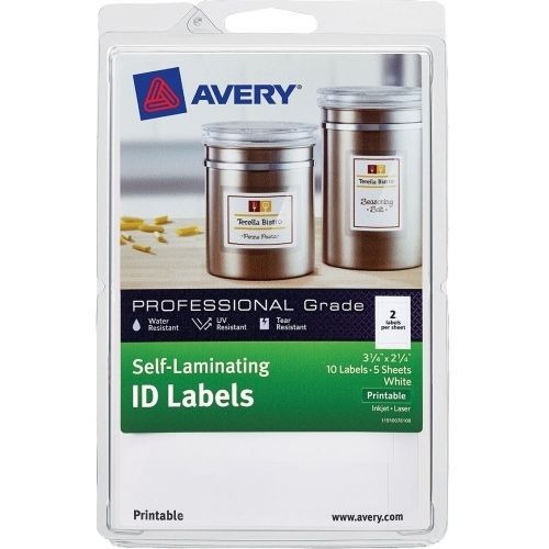 Avery Printable Self-Laminating ID Labels - 3.25&#034;Wx2.25&#034;L - 10 / Pack