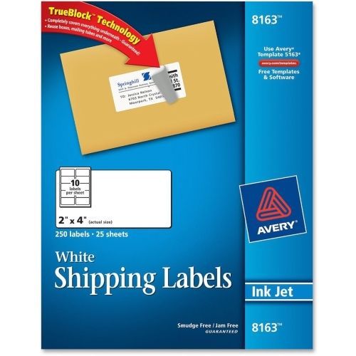 LOT OF 4 Avery Address Label - 2&#034; W x 4&#034; L - 250 / Pack - Inkjet - White