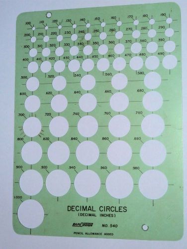 Rapid Design Decimal Circle Drawing Drafting Template #540 .1 to 1.0 inch