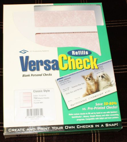 New VersaCheck Refill #3001 Burgundy 750 Blank Checks 250 Sheets