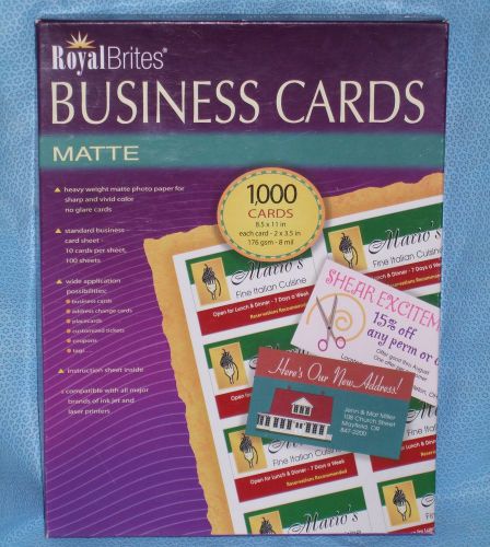 1000 ROYAL BRITES ROYALBRITES BUSINESS CARDS MATTE FINISH INKJET BOTH SIDES