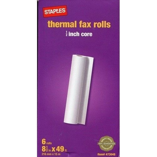 Thermal Fax Rolls 1/2 inch core 6 Count Office Paper Copier Printer Computer