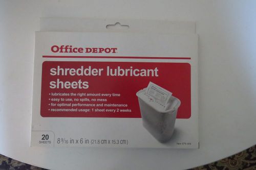 Office Depot shredder lubricant sheets, pack of 20