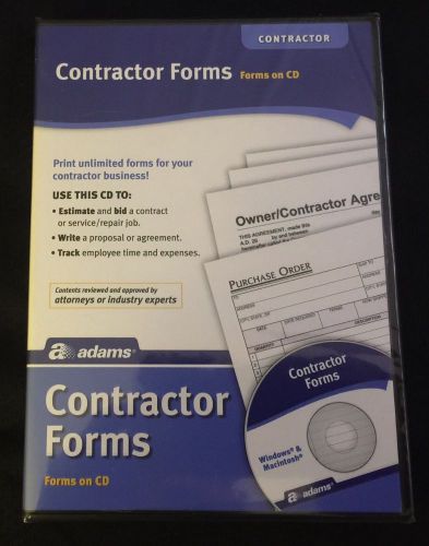 Adams Contractors Forms Library on CD  - NEW Sealed