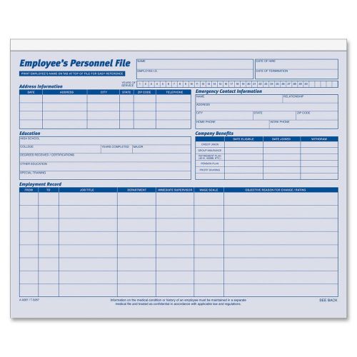 Adams Employee&#039;s Personnel File Folder, 11.75 x 9.5 Inches, Blue/White, 20 Pack
